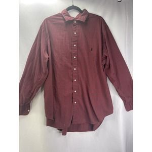Ralph Lauren Shirt Adult 2XL Red Plaid Polo Logo Pony Business Dress Casual Mens